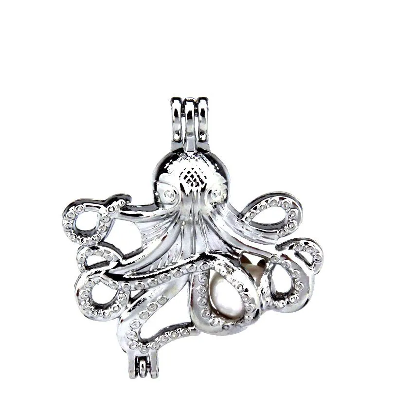 10st Ny charm bläckfisk formar pärlburlås aromaterapi diffusor hänge halsband armband diy smycken gör bulk