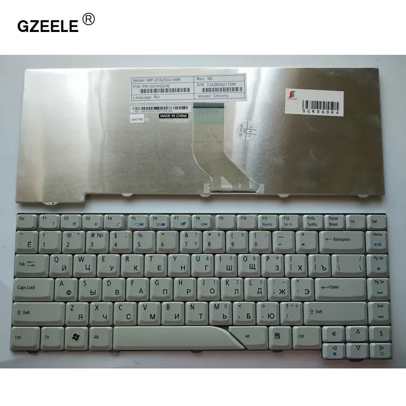Keyboards GZEELE new russian Laptop Keyboard for Acer Aspire 5520 5520G 5920 5920G 5920Z 5920ZG AS59206582 AS59206661 RU Version white