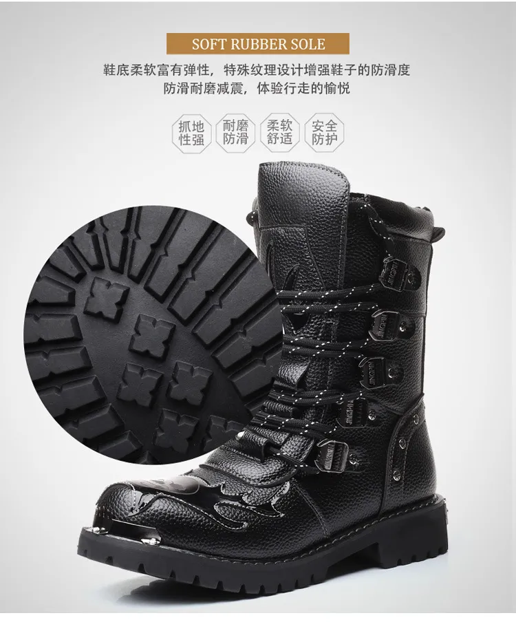 DHgate.com:Mens Breathable Leather Motorcycle Boots - Steel