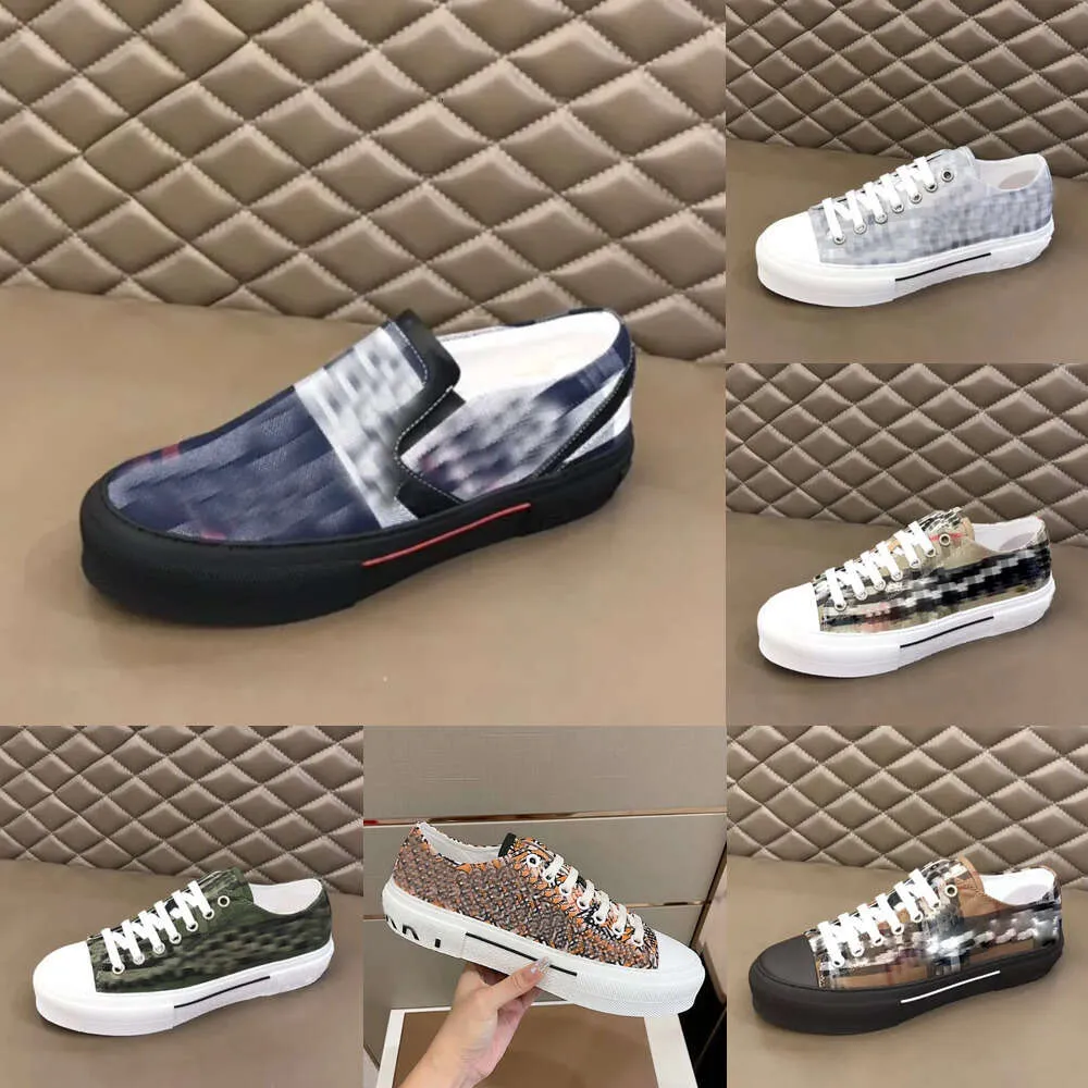 Top Designers Chaussure vintage Bayberry Shot Stripe Shoe Imprimé Contrôle des baskets rayées chaussures chaussures basses gabardine hommes lettrage plaid toile chaussure eur 36-46 205 453