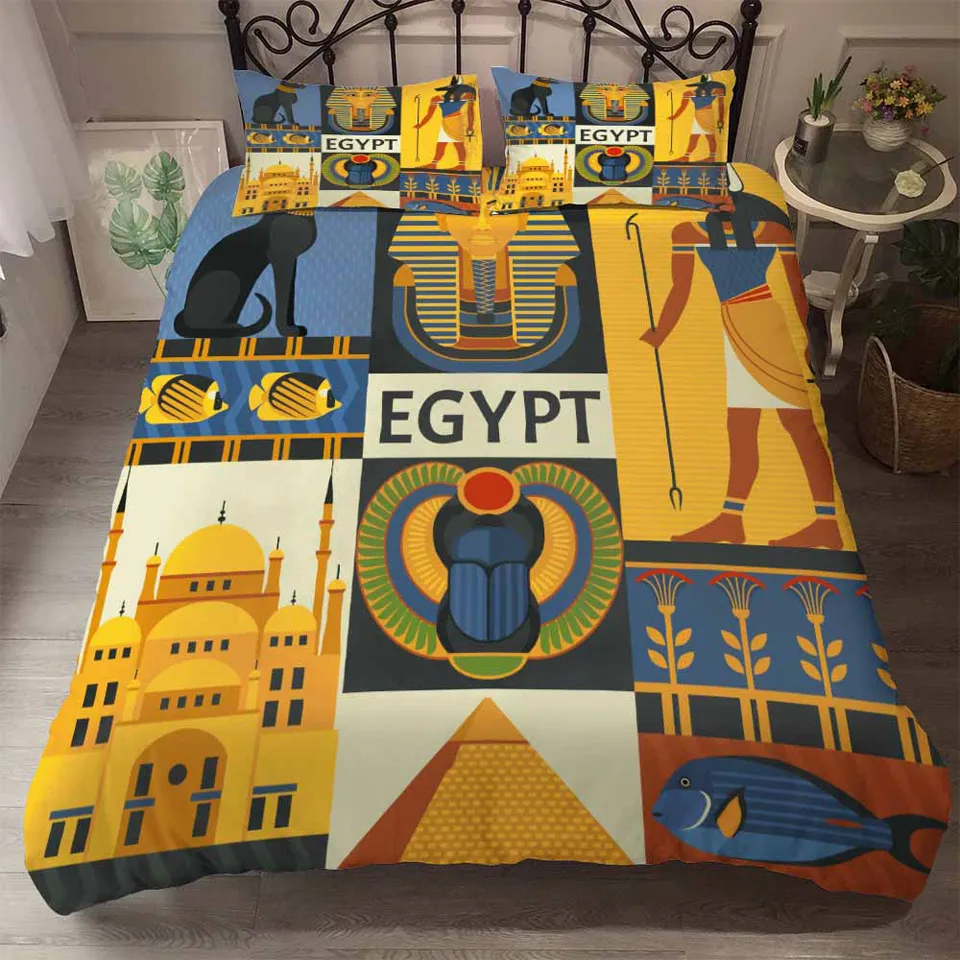 Ancient Egypt Luxury Liberdding Set Lit 3d Couvre-Couche de couette sets Full Double King Bed Linen Queen No Sheets 200 * 200 Cobre Leito Casal