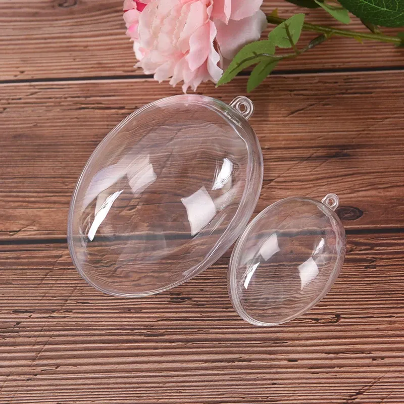 Transparent Ball Clear Plastic Ball for Wedding Candy Box Favors Egg Shape Acrylic Gift Bag New Year Christmas Tree Decorations