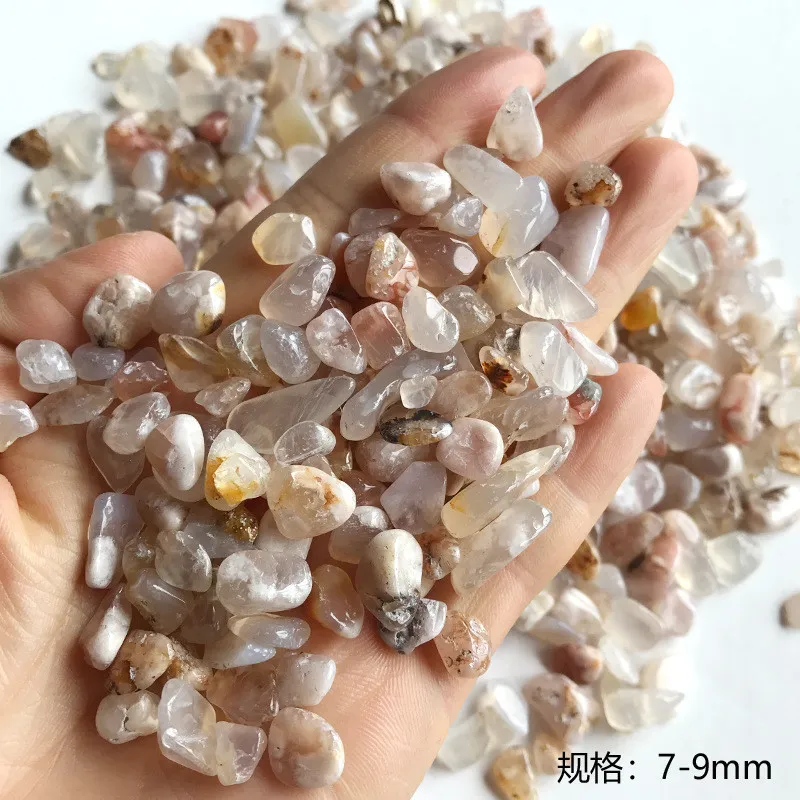 2 Size 100g Natural Cherry Blossom Agate Gravel Tumbled Bulk Quartz Stone Healing Reiki Gemstones Home Decoration