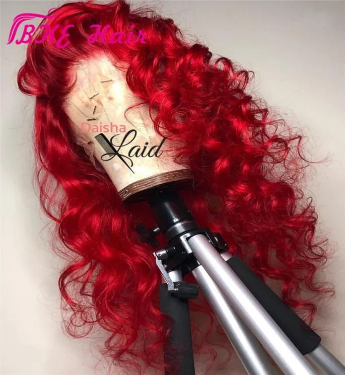 新しい赤い色の巻き毛のかつらガーリーフルレースフロント合成ウィッグ黒人女性のためのベビーヘアで積み重ねられた5552995