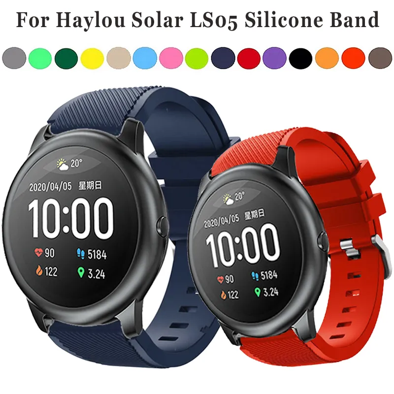 22mm armband för Haylou Solar Smart Watch Armband Correa för Xiaomi Haylou Solar LS05 Rem Silikon Sportarmband