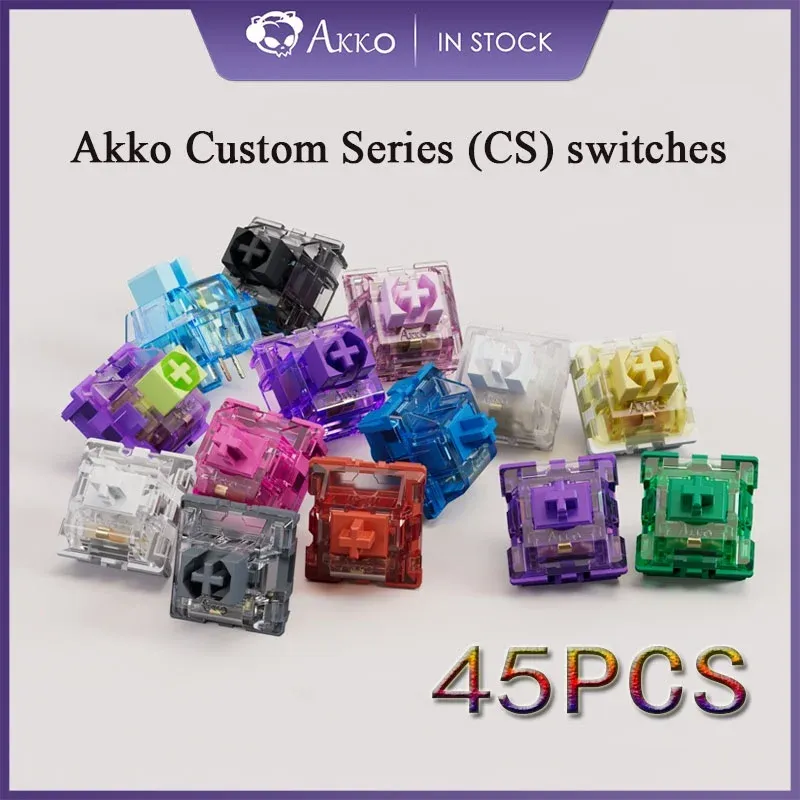 Accessories Akko CS Switches 45 pcs with Stable Dustproof Stem for MX Mechanical Keyboard Jelly Black/Silver/Pink/Lavender Purple etc