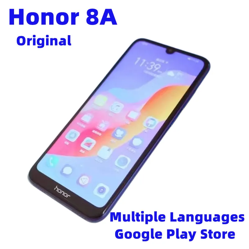 Original Honor 8A 4G LTE Mobiltelefon 12,0 MP MTK6765 Octa Core 6.09 "1560x720 Android 9.0 Face ID Dual Sim Fast Charger