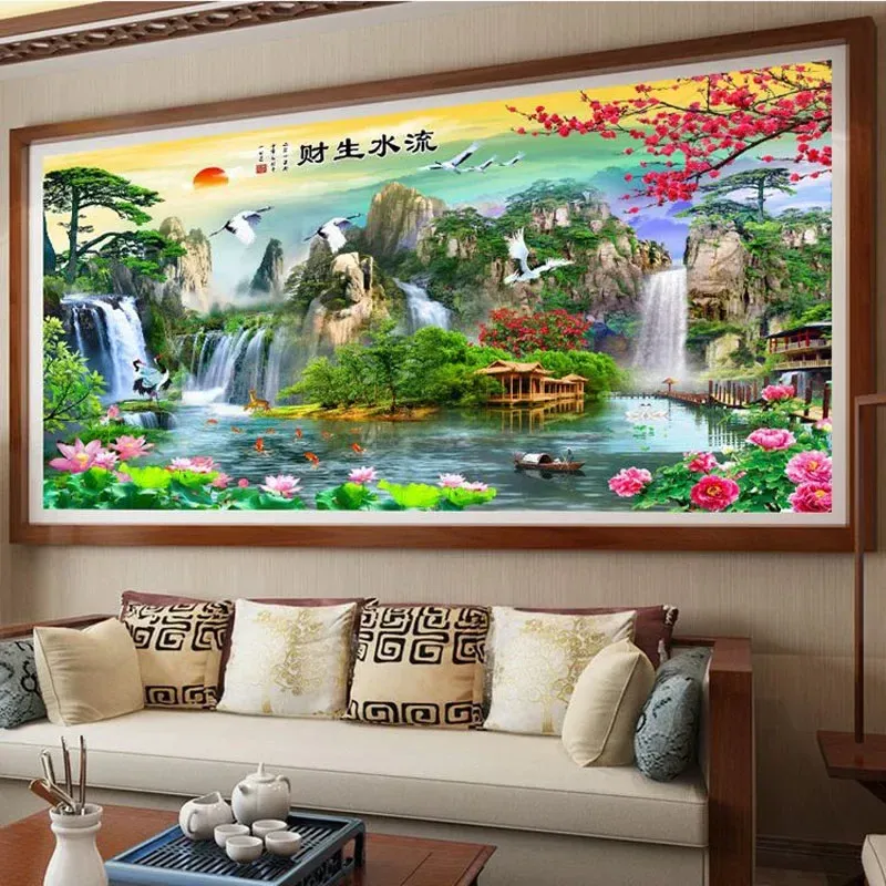 Qianzehui iğne işi, DIY pitoresk oturma odası peyzajı çapraz dikiş, nakış kiti için setler tam nakış çapraz dikiş