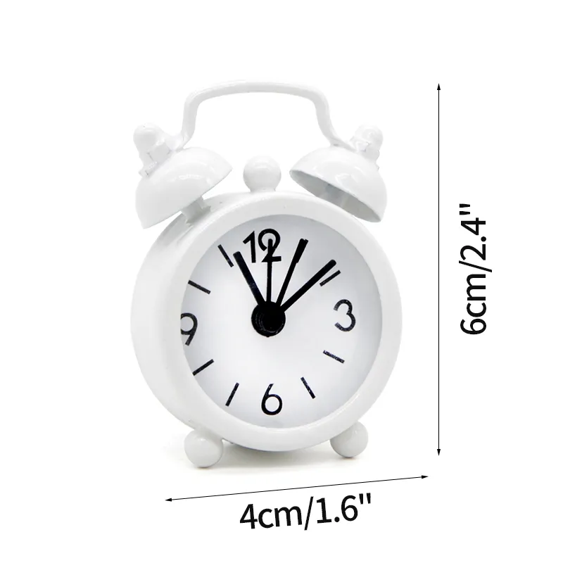 Mini Metal Alarm Clock Antique Alarm Clock Portable Desk Table Decor for Home Office Cute Kids Gift