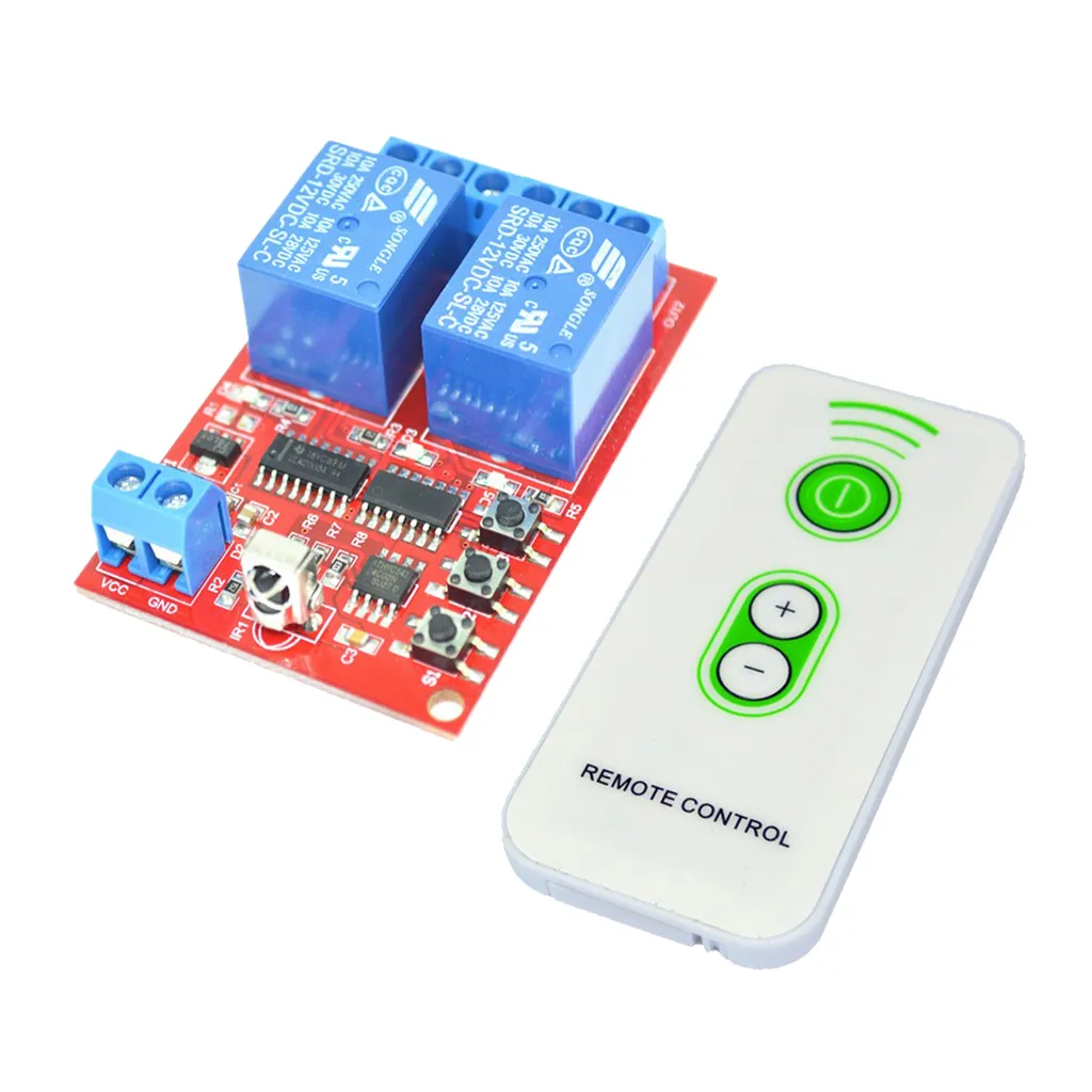 12V Channel Relay Module With White Remote Control 2 Channel Relay ...