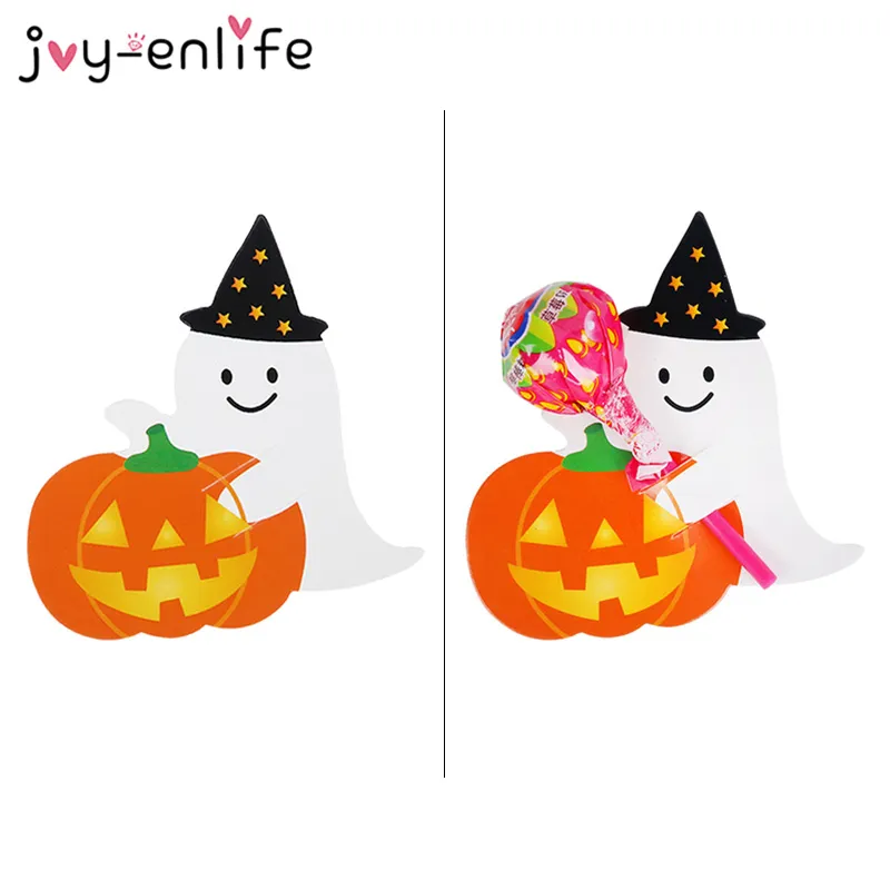 Cute Ghost Pumpkin Style DIY Halloween Gift Candy Decorations Paper Cards Lollipop Cards Halloween Party Decorations