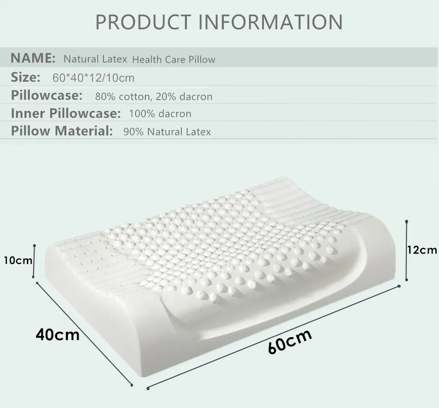Purenlatex Thailand 94% Pure Natural Latex Orthopedic Pillow Soft Zero Pressure Remedial Neck Protect Cervical Vertebra Pillows