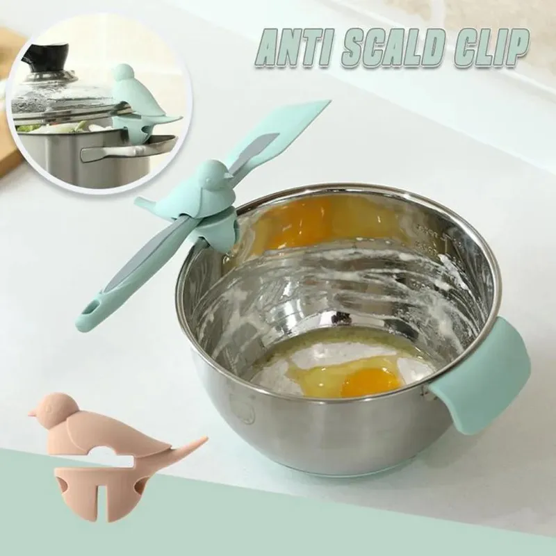 Silikonpottklipp Scoop Clamp Tongs Holder Anti-Scald Pot Side Clip Holder Spoon Rest Anti-Scal Grip Fixt Kök Matlagningsverktyg