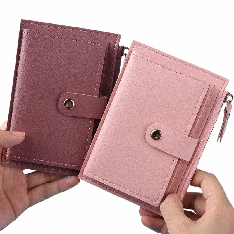 FI Women Wallets Leather Female Female Mini hasp Hasp Solido porta multi-centesimi di portata corta Slim Wallet Small Warden Zipper HASP V38U#