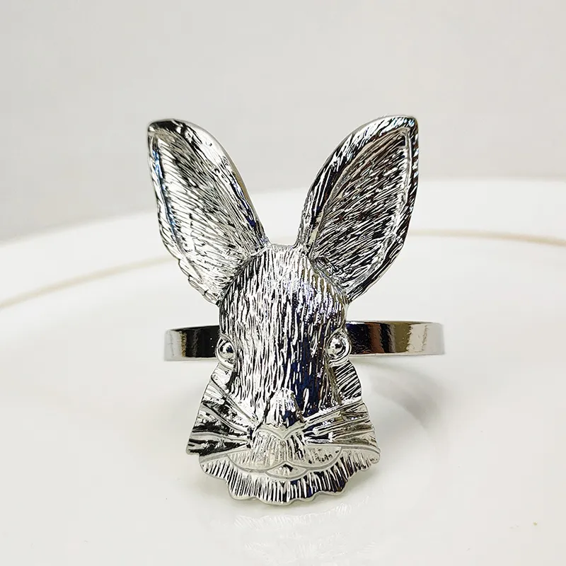 Bunny Ears servett spänne påskkaninlegering Ring Holder Hem Matbordsdekor för våren Thanksgiving Easter Valentine's Day