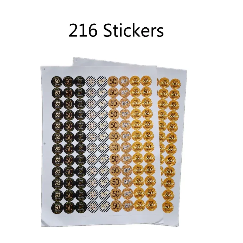 216pcs 50e 60e anniversaire Party Favor Stickers applaudis