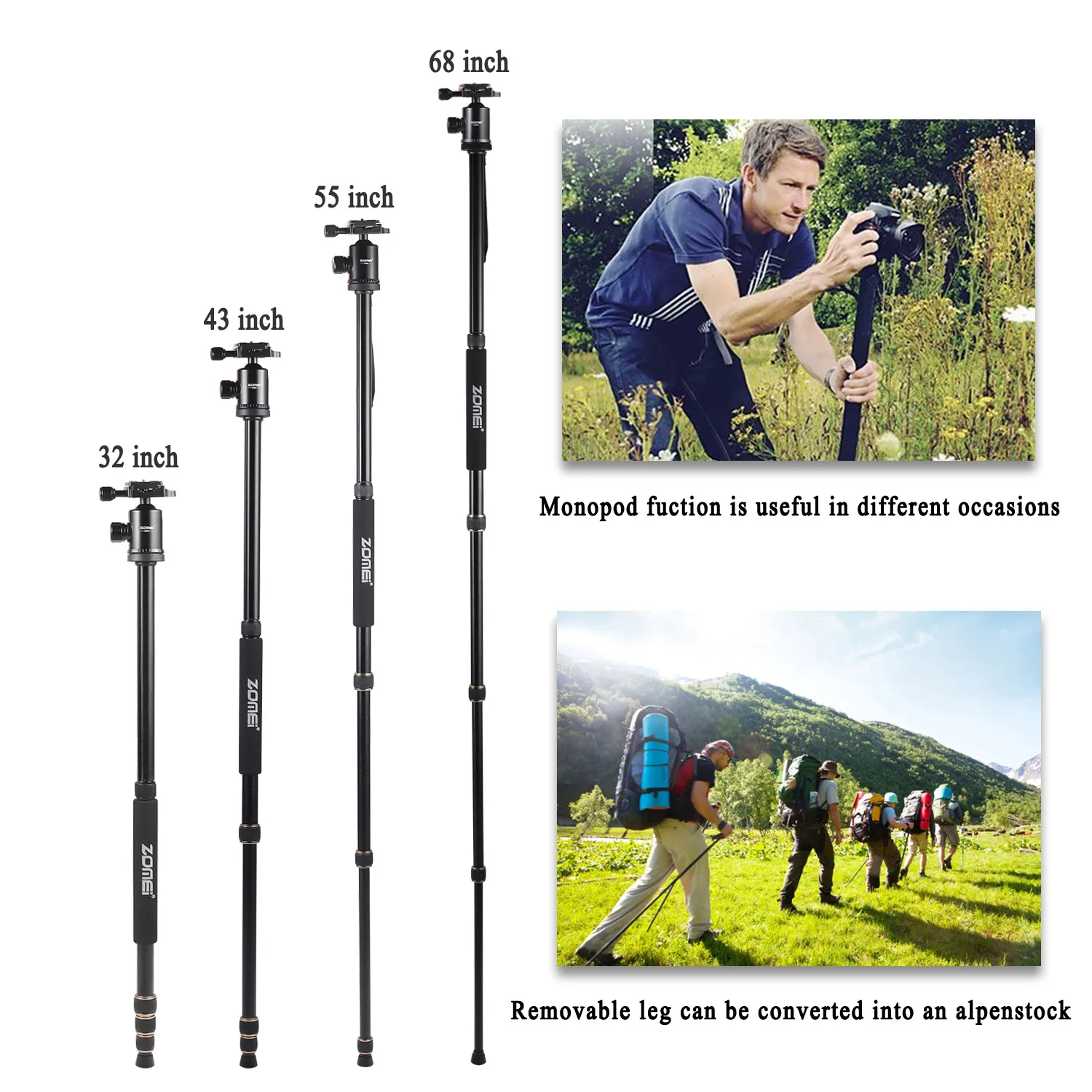 ZOMEI Z688 Portable Professional Travel Magnesium Alloy Material Tripod...