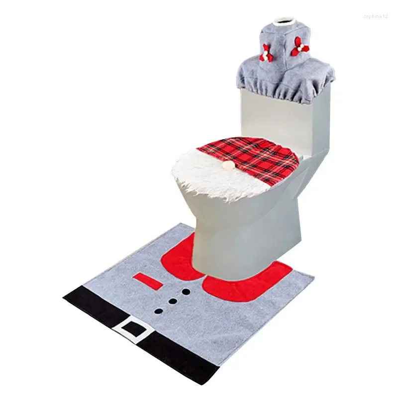 Tappetini da bagno 3 pezzi da bagno festivo sedile del coperchio tappeto pavimenti calorosi accessori per cuscinetti lavabili