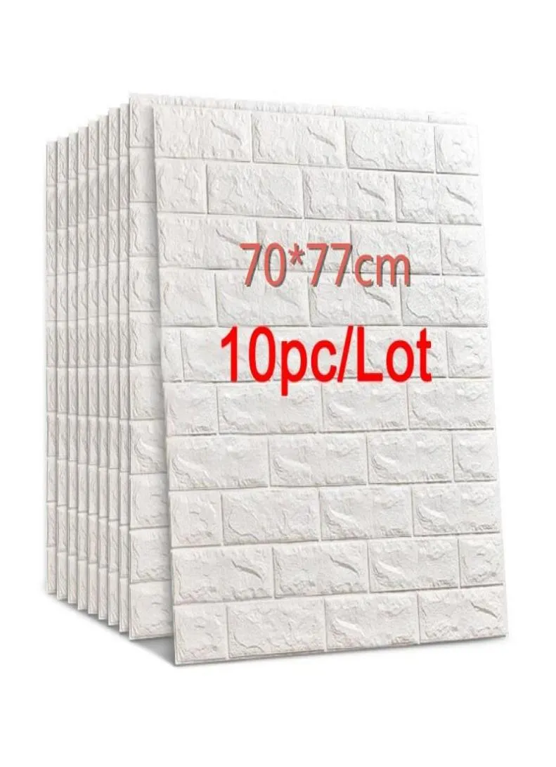 7077 3D Brick Wall Stickers Diy Self Adhensive Decor Foam Waterproof Wall Covering Wallpaper för TV Bakgrund Kids Living Room6293891