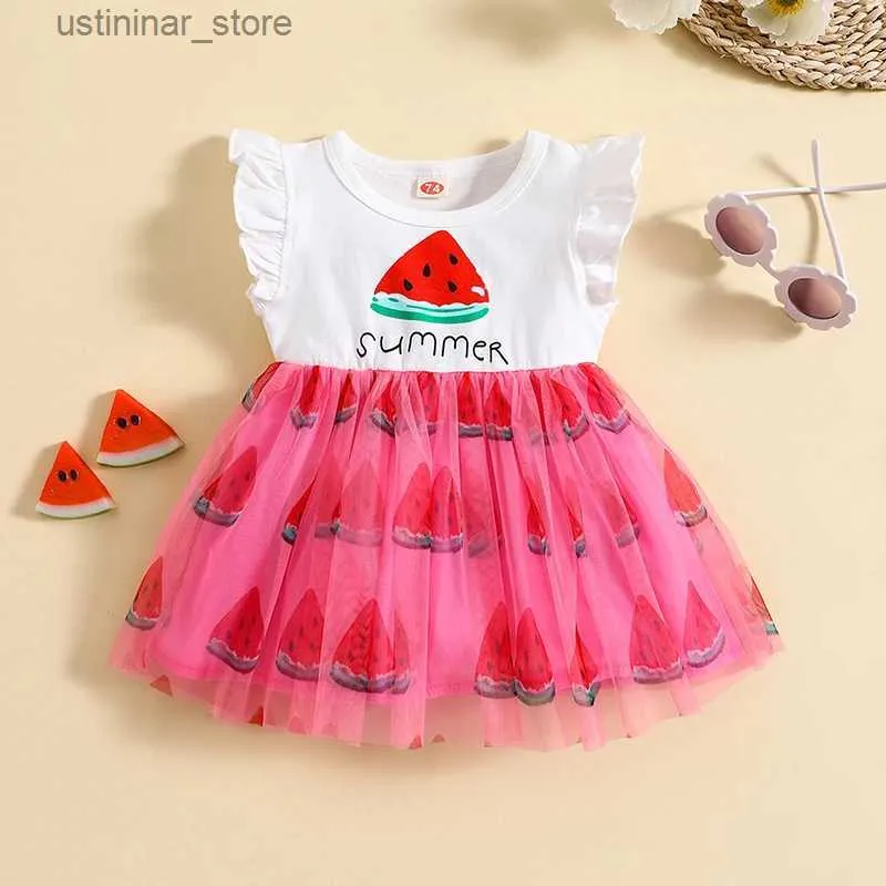 Meisjesjurken Visgogo babymeisjes zomerjurk watermeloen print gaas a-line prinses jurk voor strand feest schattige kleding l47