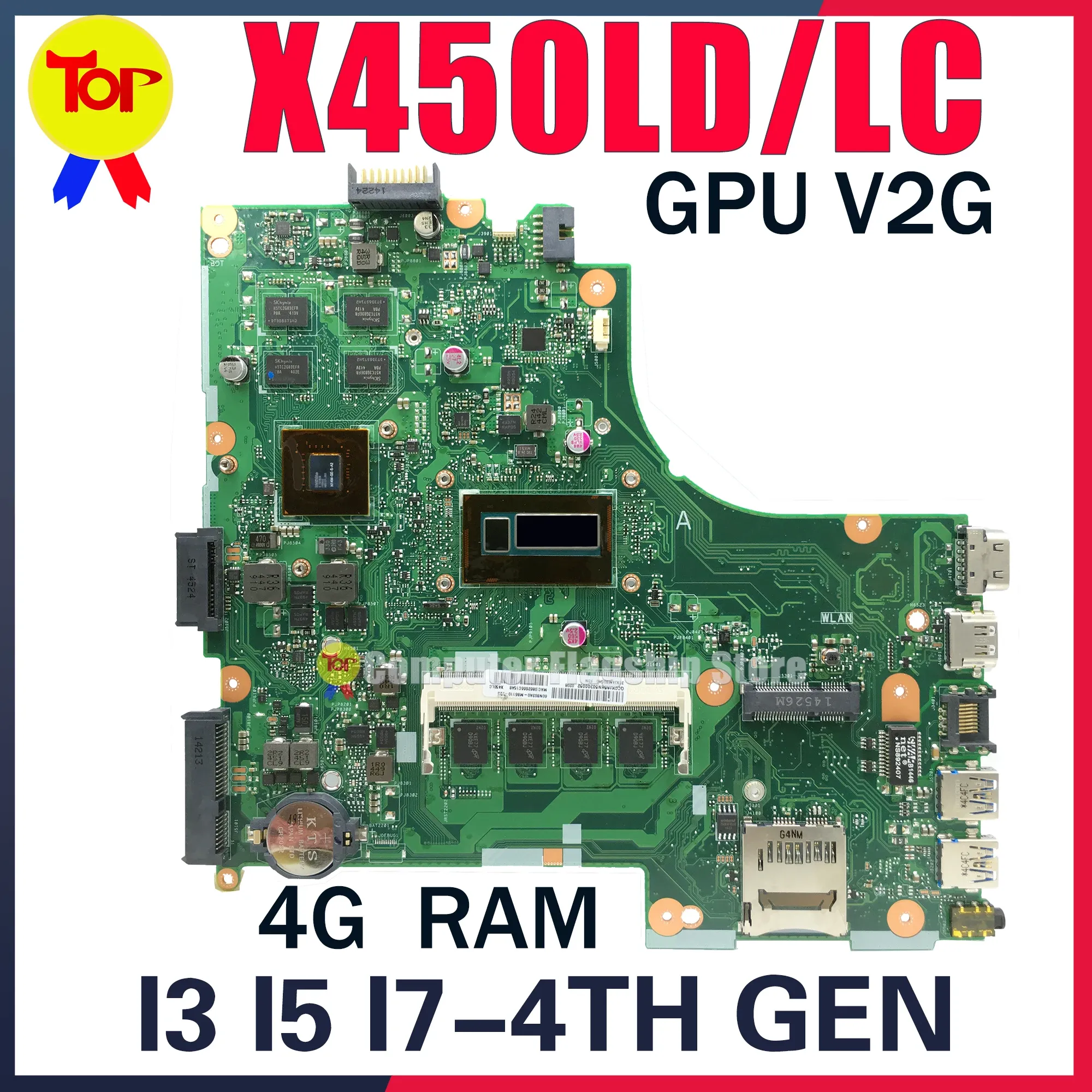 ASUS X450LC X450L A450L K450L X450LN X450LB Y482L Y481L I3 I5 I7 GT820M V2Gメインボード用マザーボードX450LDラップトップマザーボードマザーボードマザーボード