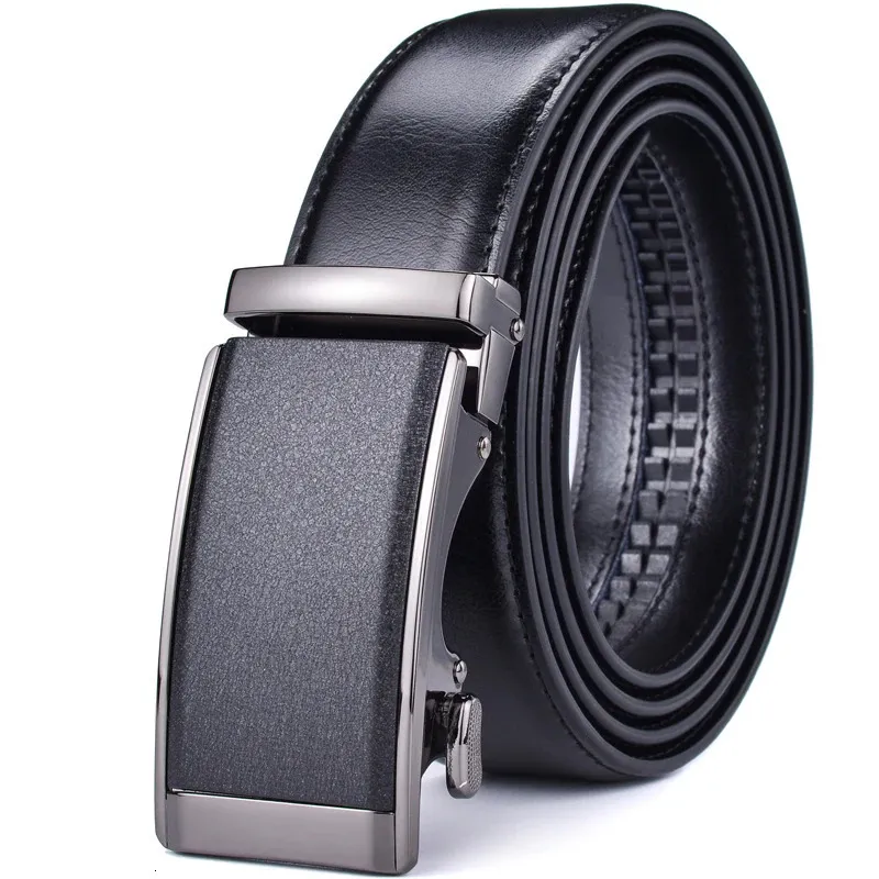 Mens Genuine Leather Ratchet Dress Belt with Automatic Sliding BUCKle PLUS Size 240322