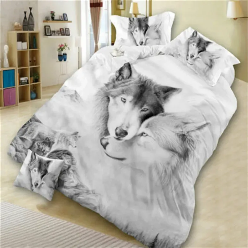 3d mignon wolves chat chien imprimer la litière de literie mignonne de couette de couette mignonne couverture de lit tribal animal