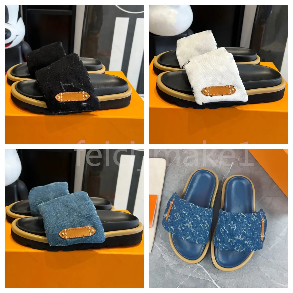 Kappy Designer Slajdes Sandały Platforme Klasyczne marka Summer Beach Outdoor Scuffs Bufy Casual Buty Jazanem wytłaczane miękkie płaskie buty śliskie 35-45 Jakość