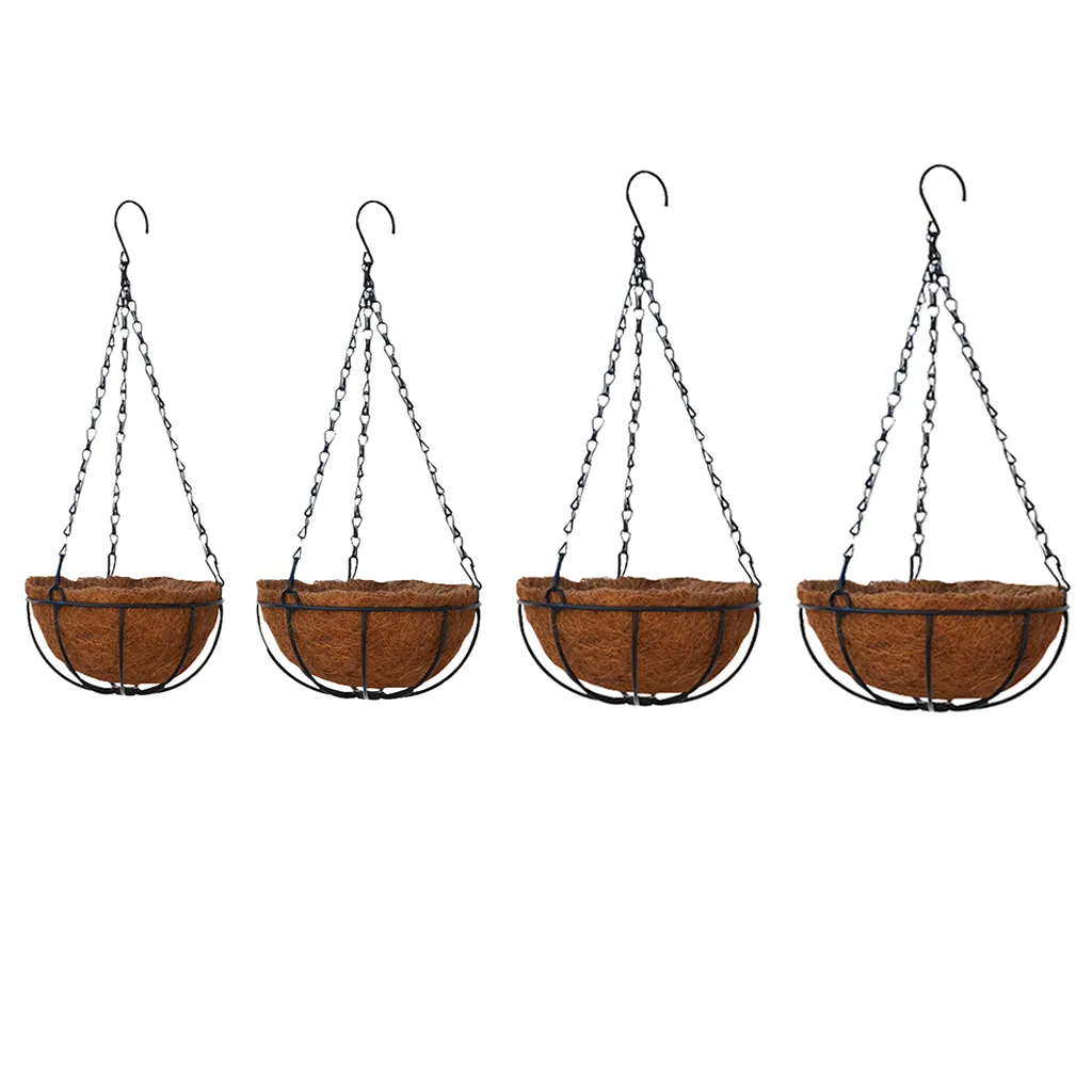 Metall hängande planter stål ledningar kokosnöt växtpanna inomhus utomhusvattning hängande korgar