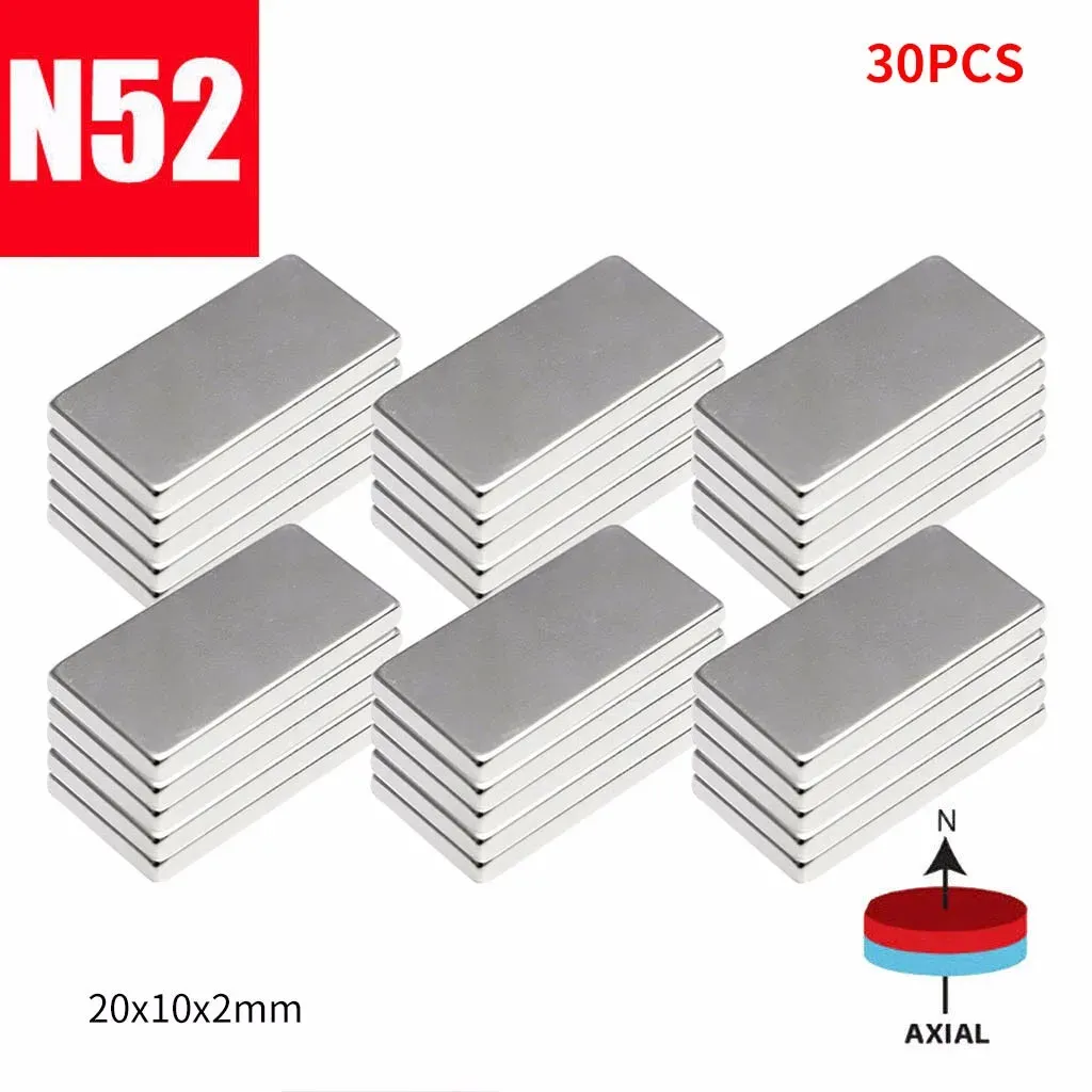 N52 Magnetics 1 st stor bulk superstarka stripblock magneter sällsynta jordar neodym 20 x 10 x 2 mm 20*10*2 mm magnetiska material