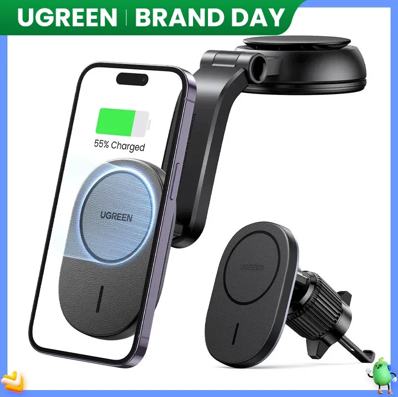 Ładowarki Ugreen Magnetyczne uchwyt na telefon do telefonu bezprzewodowa dla iPhone'a 15 14 13 12 Pro Max Ładowanie dla Magsafe Car Charger 7.5 W.