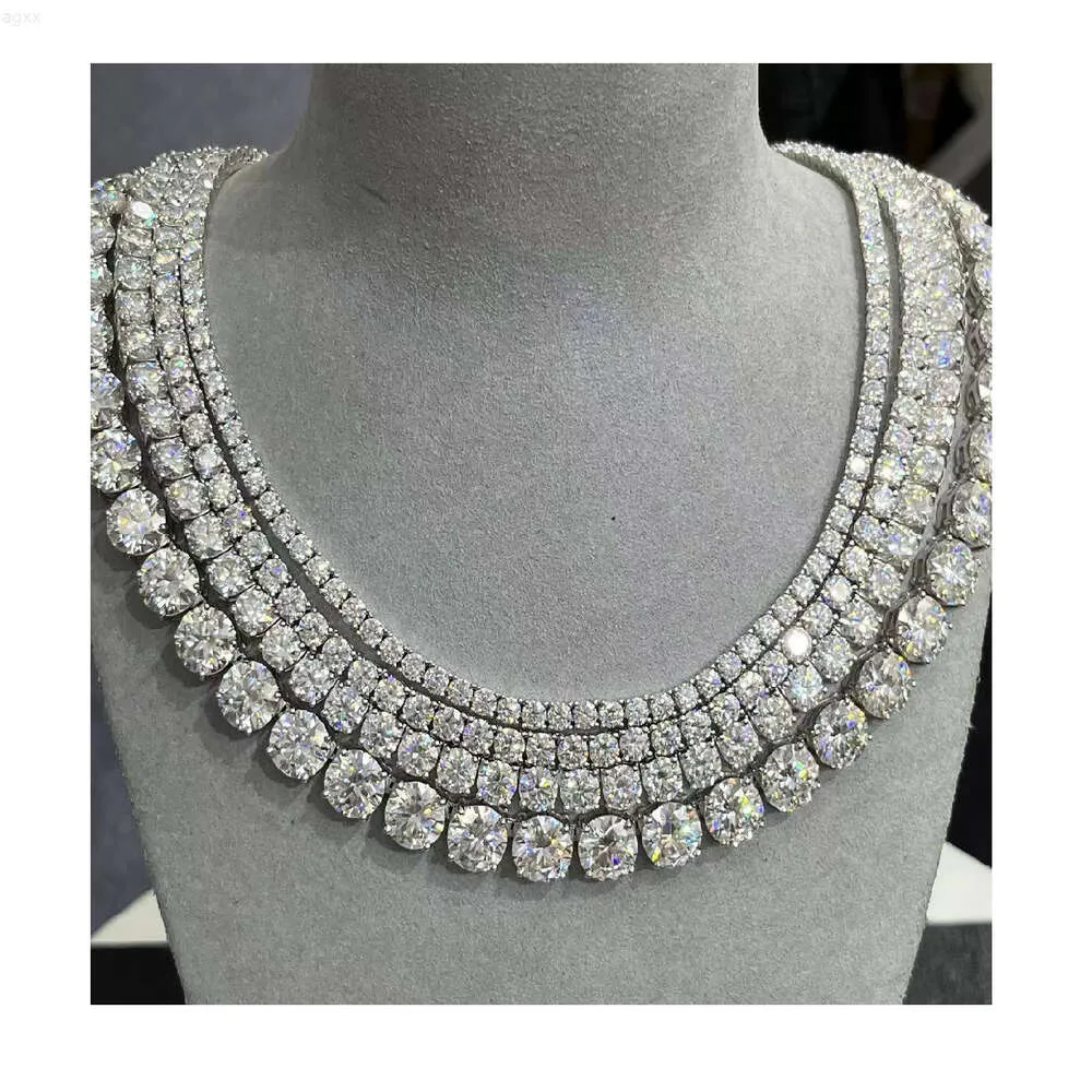 Pretty Hot Sale Vvs Moissanite Diamond Tennis Chain Necklace 925 Silver Jewelry Color Tennis Chain