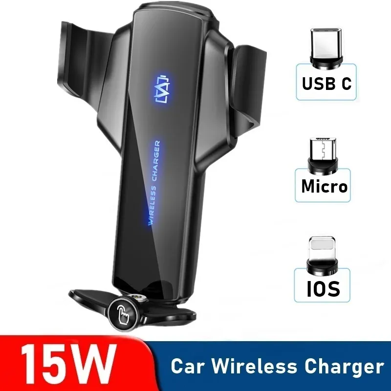 Chargers Tongdaytech 15w Carregador sem fio de carro magnético para iPhone XS 8 7 6 11 12 Carregador rápido Pro Max em porta -carros para Samsung S21 S20