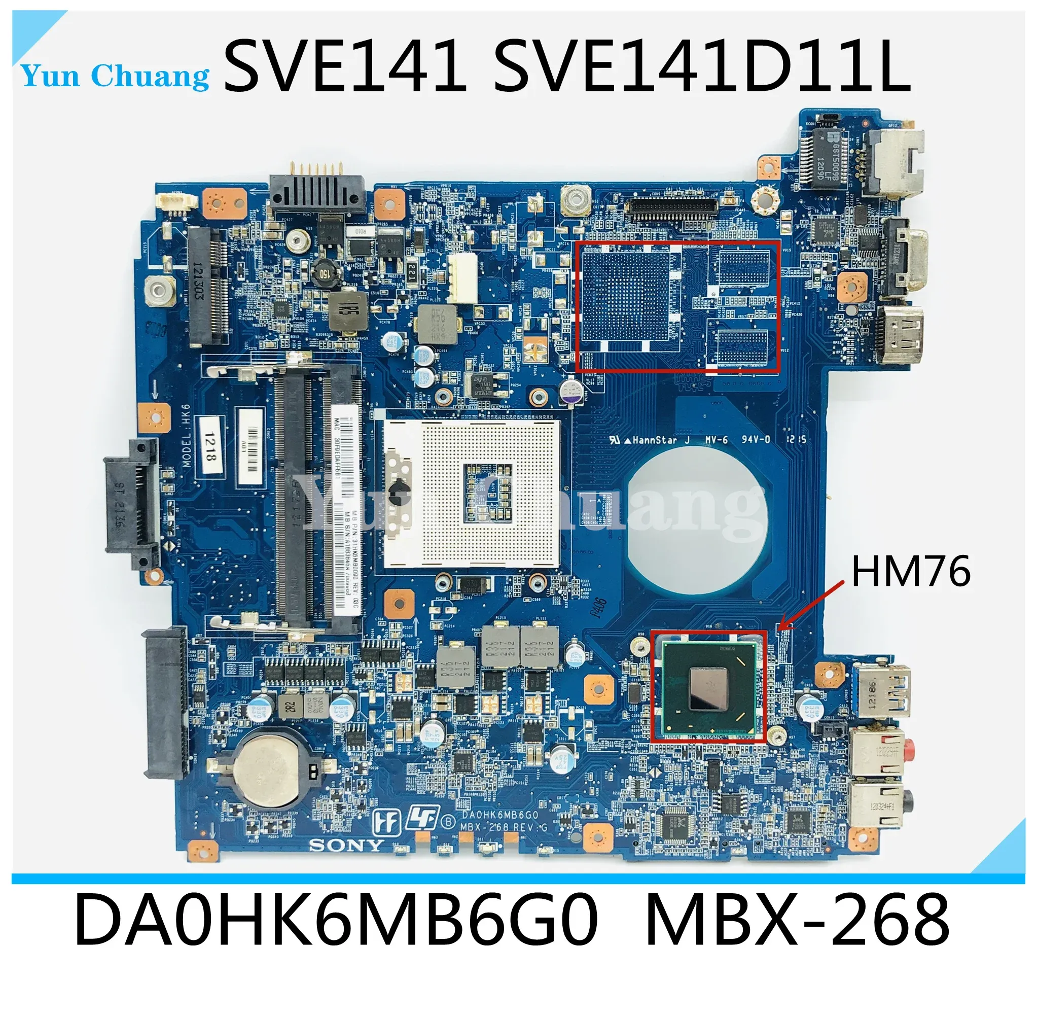 Scheda madre A1893195A DA0HK6MB6G0 MBX268 per Sony SVE141D11L Laptop Mainboard Mainboard Mainboard SLJ8E HM76 Supporto i3 I5 CPU 100%Consegna di prova 100%