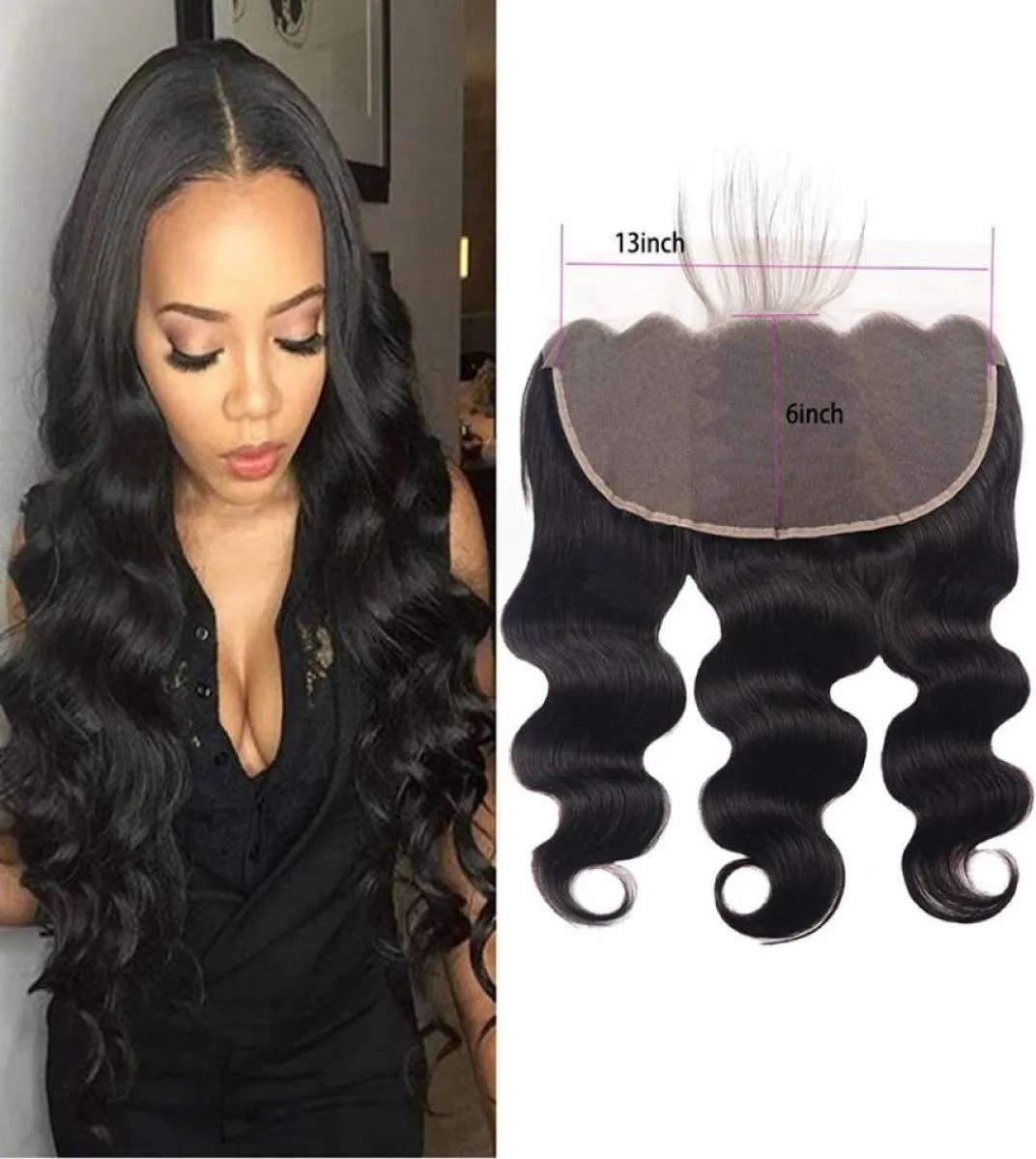 Braziliaanse maagd 13x6 Lace frontale lichaamsgolf menselijk haar 13 bij 6 frontals met babyhaarproducten 1426inch7189476