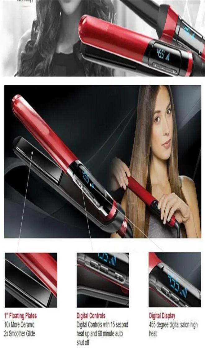 Coiffeur de chauffage rapide électrique professionnel Cerramic de fer 1039039 Flat Slackerner Hair lisse Iron plus droit 7499721