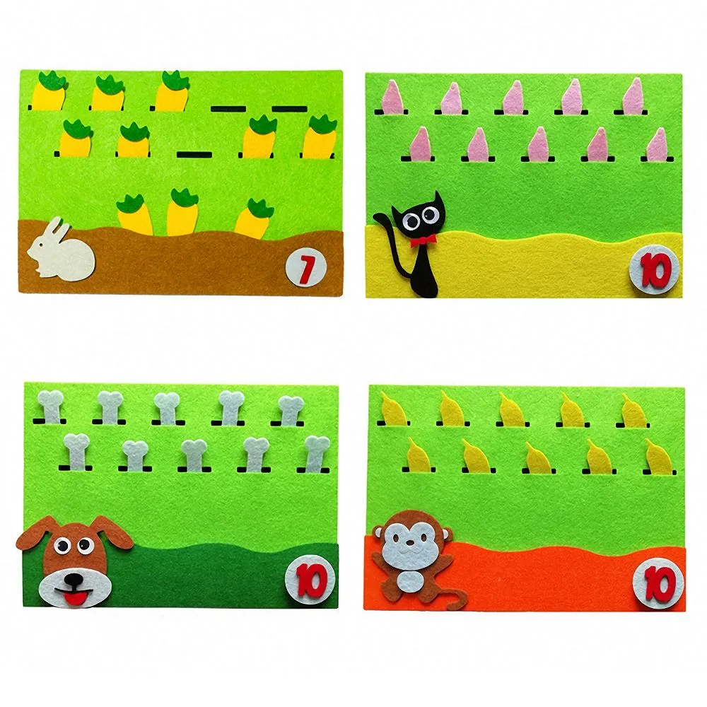 MLEHN Tablero De Fieltro Para Aprender Números Y Sumar | Juguete Educativo De Conteo Para Niños | Material De Lana Lavable 30x32 Cm