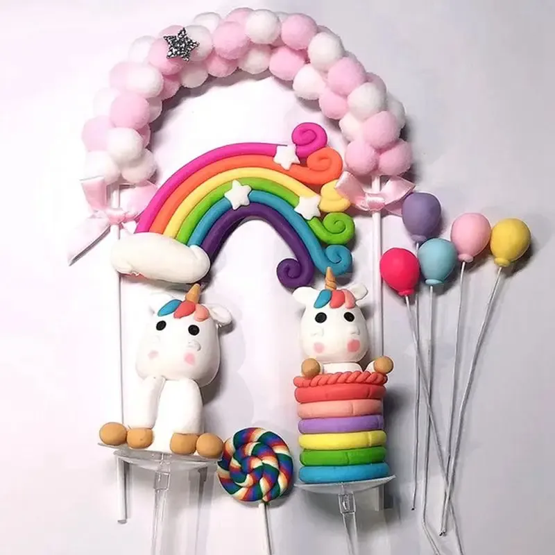 Unicorn Cake Topper Brithday Cake Rainbow Unicorn impreza Zapasy babythower Brithday Party Decor Dzieci