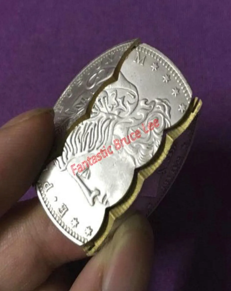 Składanie monety Morgan Dollar Copper Magic Tricks Coinmoney013260406