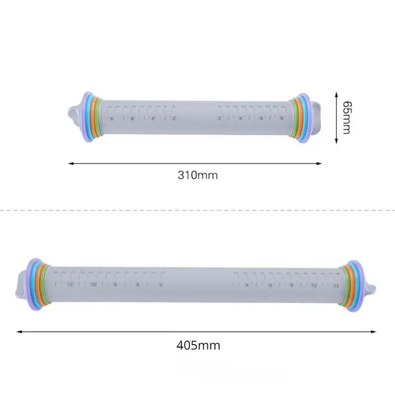 Non-stick Fondant Roller Embossed Rolling Pin Silicone Cake Pastry Adjustable Dough Roller Baking Noodles Bakeware Tools