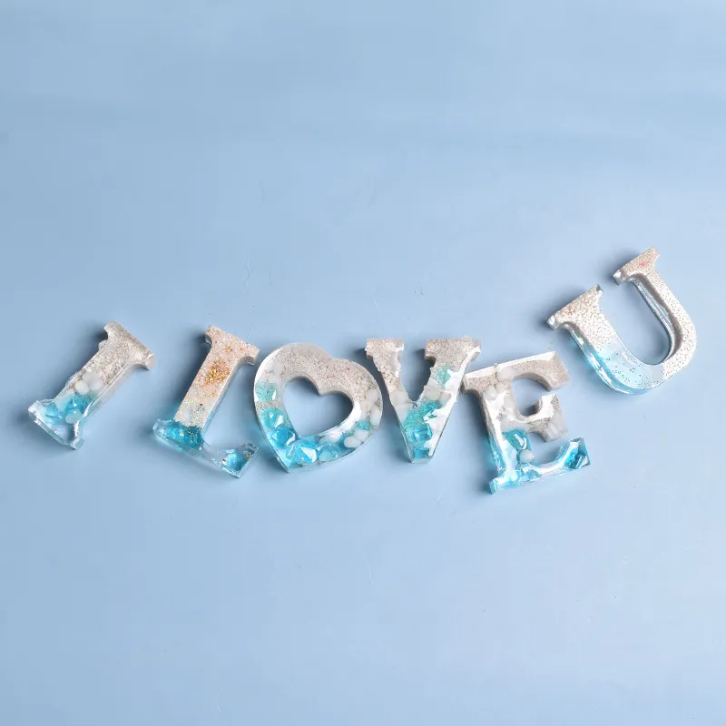 Epoxy Harts Mold 26 English Alphabet Letter Number Keychain Pendant Casting Silicone Mold Diy Crafts Smycken Making Tools Tools