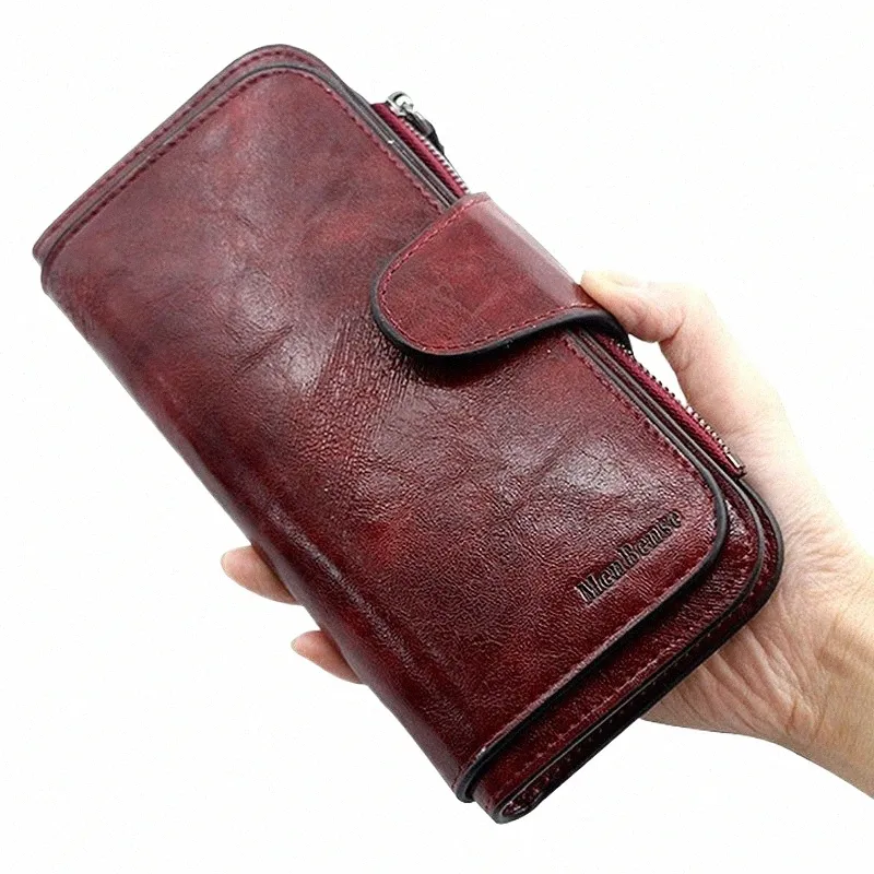 Kvinnors plånbok gjord av läderplånböcker Tre fällbara vintage kvinnors plånböcker Mobile Phe Purse Kvinnlig myntväska Carteira Feminina U5cc#