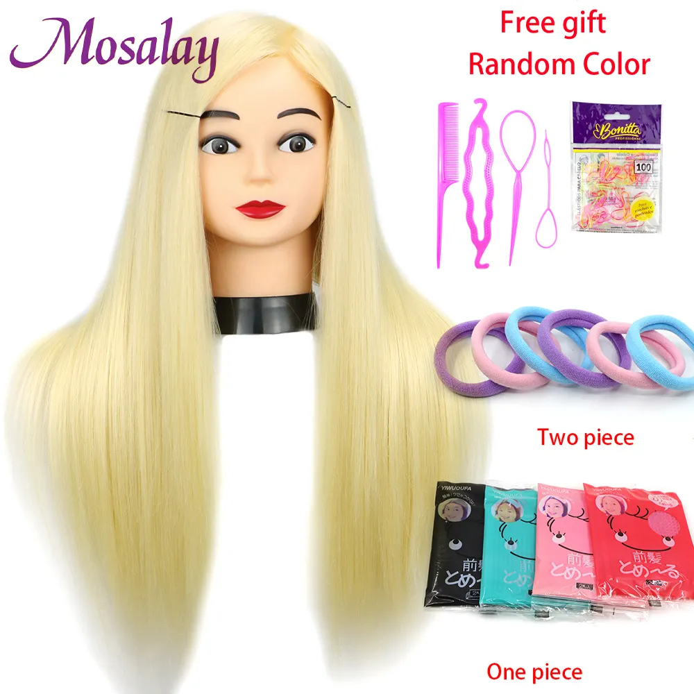 Professional 80% Human Hair Mannequin Head Training Head Kit Tanno Testa per esercitarsi intrecciata per acconciatura con regalo con regalo gratuito