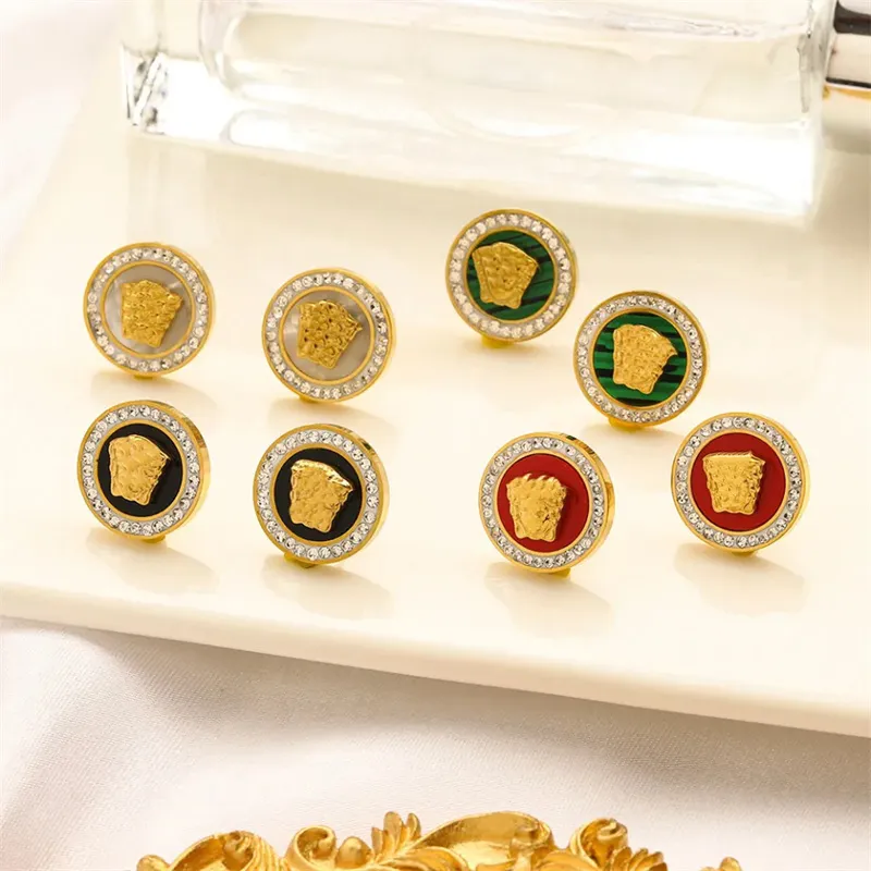 18k guldpläterade örhängen designer studörhängen rostfritt stål runda örhängen lyx familje bröllop gåva smycken grossist