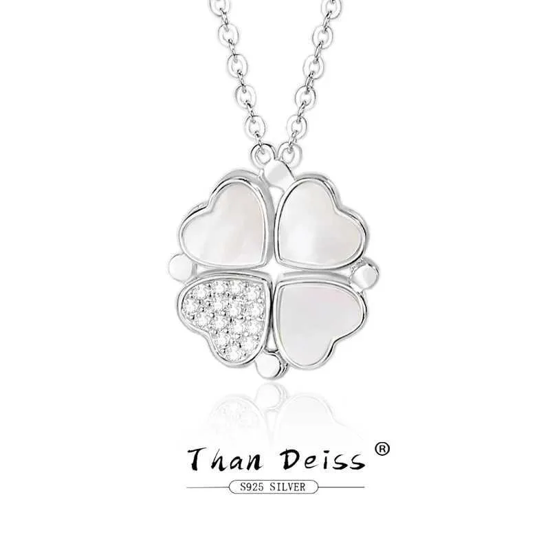 Pendant Necklaces S925 Sterling Silver Clover Necklace Women New Love White Mother of Pearl Two Styles Magnetic Pendant 45cm Chain Fashion Jewelry 240410