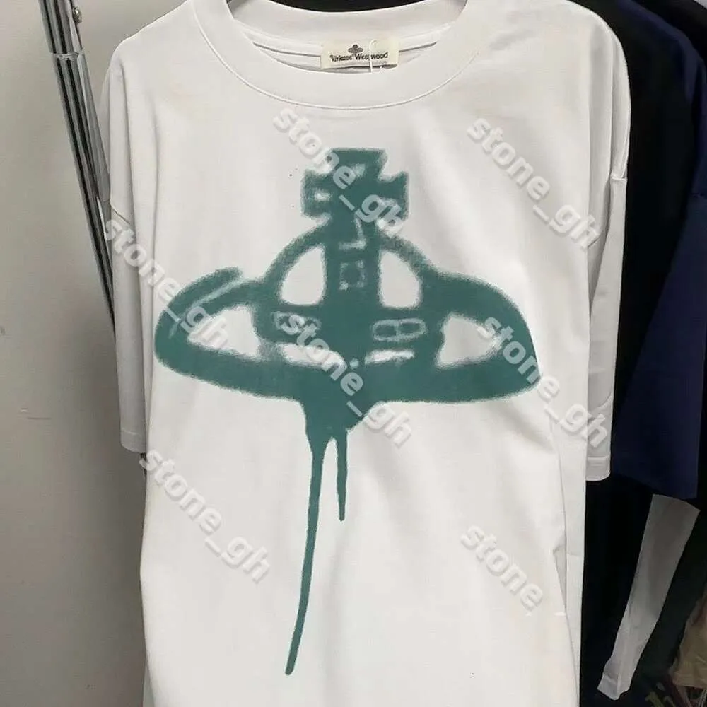 T-shirt di Duyou maschile a spray per la maglietta viviennely west in legno abiti da marca da donna maglietta estiva con lettere in cotone top di alta qualità 536