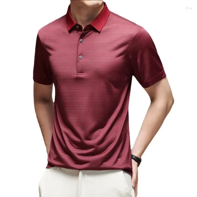 رجال Polos Minglu Summer Mens Mens Polo قمصان فاخرة حريرية قصيرة الأكمام الأعمال غير الرسمية ذكور القمصان