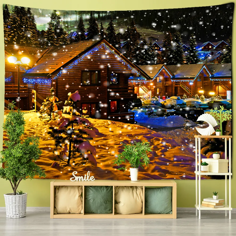 Christmas Snowy Night Series Tapestry Wall Mounts House Dream Witchcraft Dormitory Living Room Home Decor