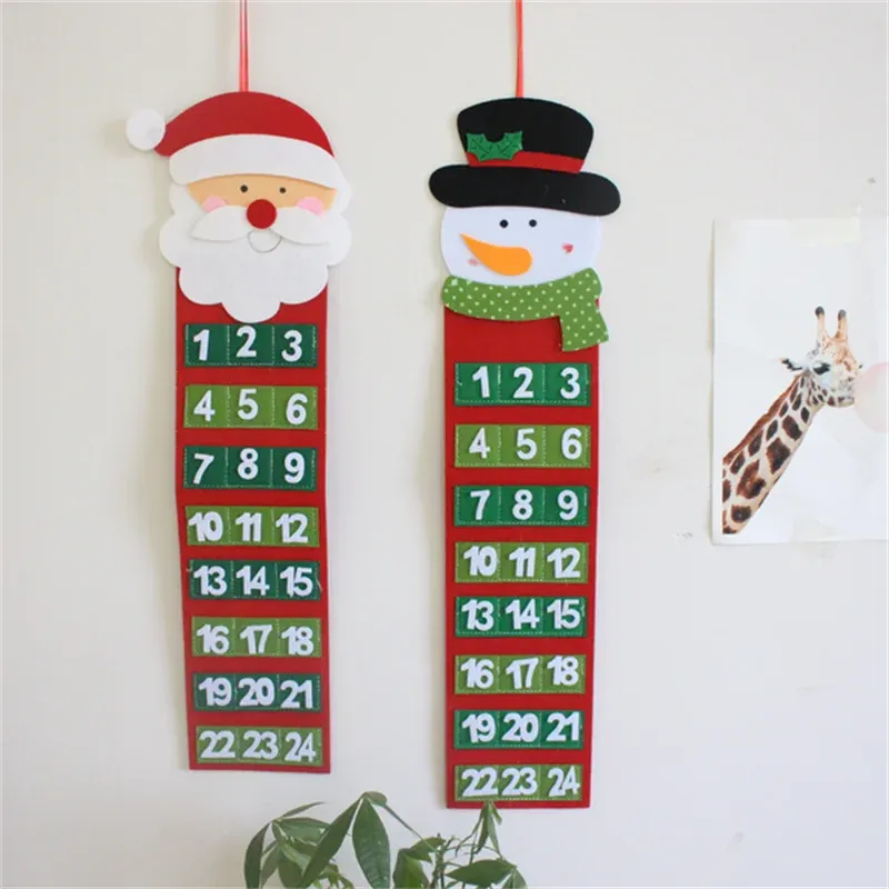 Santa Claus Snowmen Christmas Advent Calendar Door Wall Window Decor Hanging Christmas Party Supply Xmas Gift