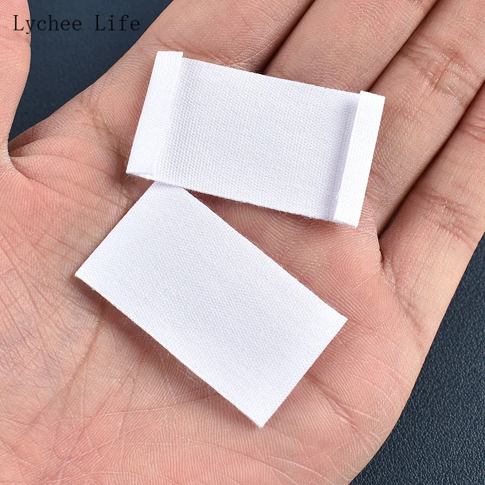 Lychee Life 48Pcs White Blank Cloth Labels Tag For Garment Handmade Label Tags Clothes Jeans Bags Shoes Diy Sewing Materials